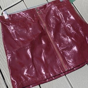 Burgundy Leather Skirt
